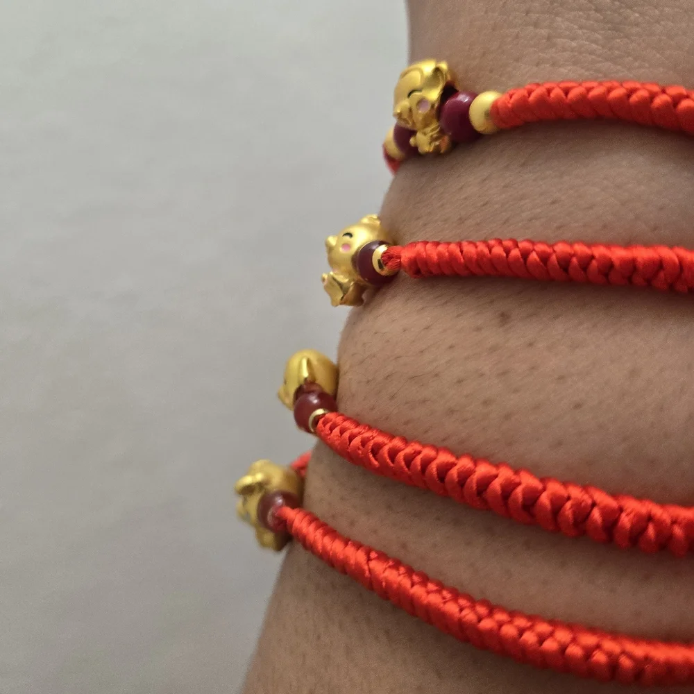 Red and Gold Chinese Zodiac Lucky Charm Bracelet - Picture 7 of 15